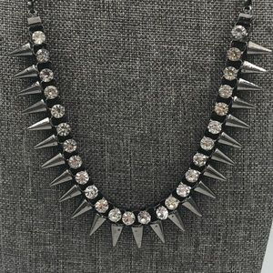 Gun Metal Crystal Spike Necklace